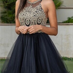 Elegant Black and Gold Women's Dress